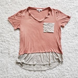 Downeast Pink, Gray and White Shirt Size Small